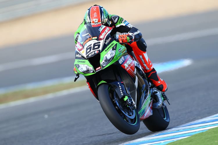 Tom Sykes (Kawasaki) konnte trotz Sturz lachen