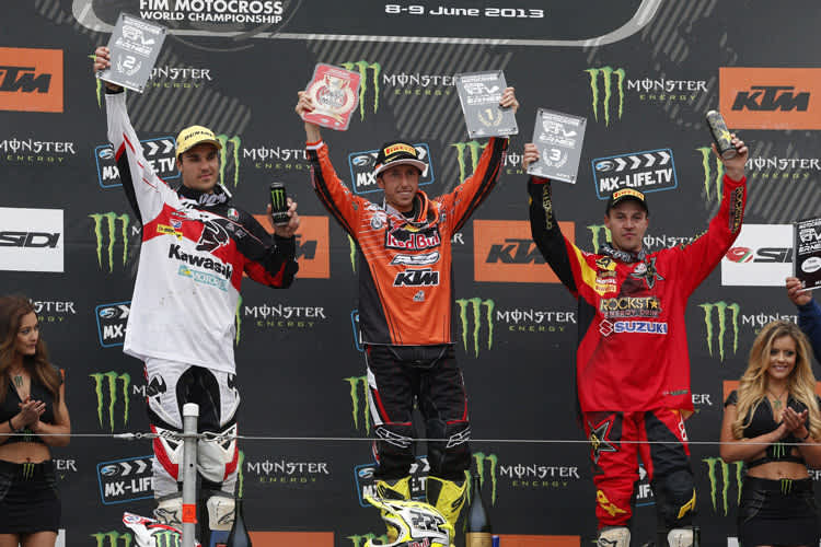 MX1 Ernée: Tony Cairoli siegte vor Gautier Paulin (li.) und Clément Desalle