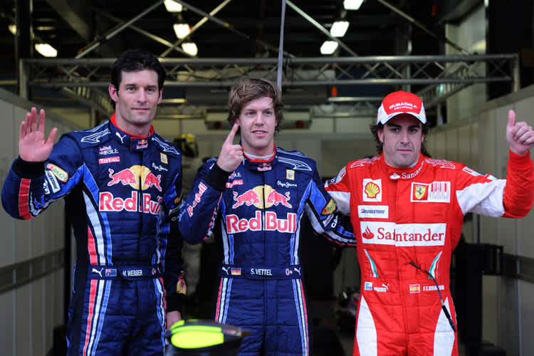 Webber, Vettel und Alonso