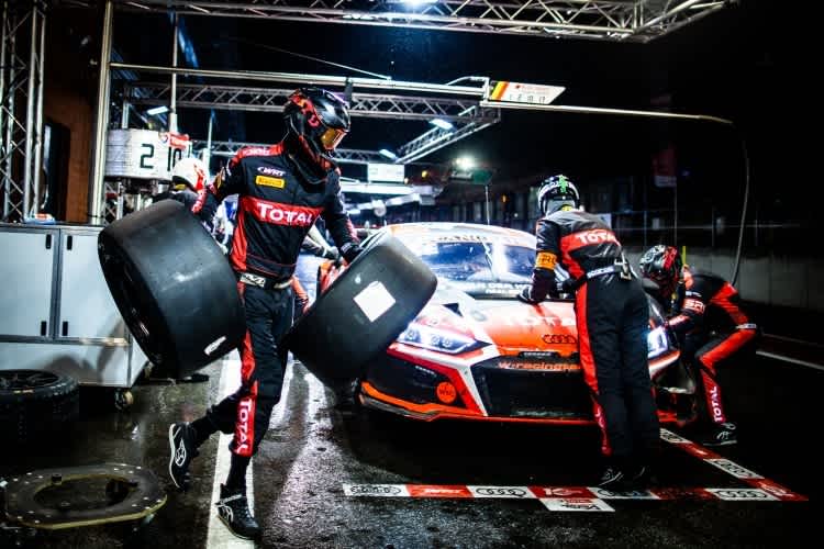 Einer der Audi R8 LMS bei den 24h von Spa-Francorchamps