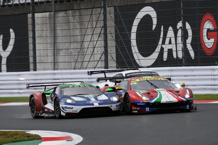 Favoriten für die 6h in Shanghai: Ford GT (li.), Ferrari 488 GTE Evo und Porsche 911 RSR (hinten)