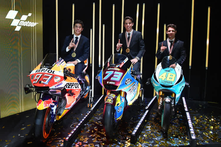 Weltmeister 2019: Marc und Alex Márquez sowie Lorenzo Dalla Porta (v.l.n.r.)