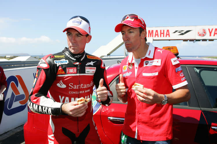 Troy Corser (li) und Troy Bayliss: Die Superbike-Legenden führen die Phillip Island-Statistik an