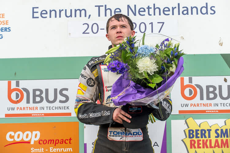 James Shanes stand in Eenrum erstmals ganz oben auf dem Treppchen bei einem Langbahn-GP