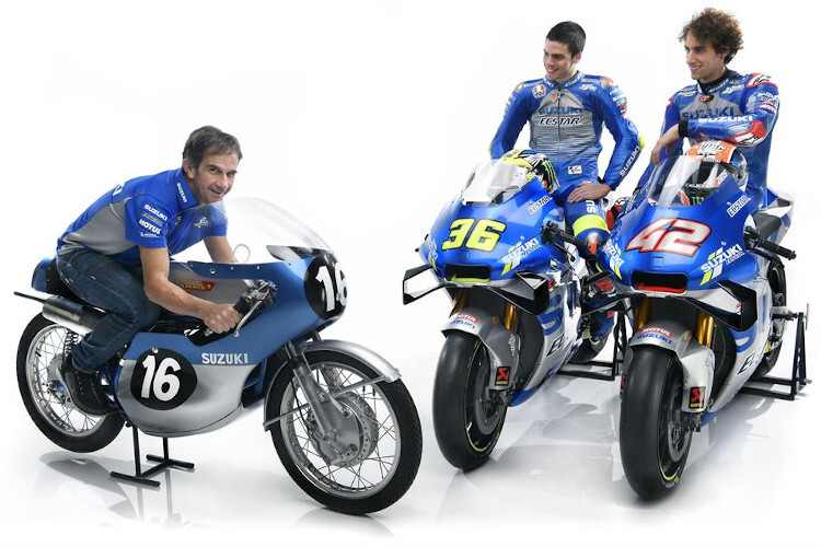 60-jähriges GP-Jubiläum ihm Retrolook: Brivio schwang sich auf das Original, Mir und Rins auf die neue GSX-RR