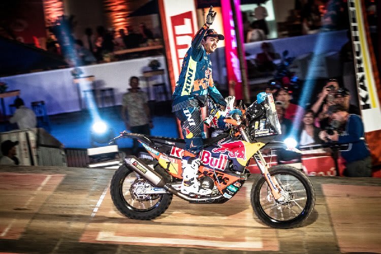 Matthias Walkner am Sonntag bei der Podiums-Zeremonie