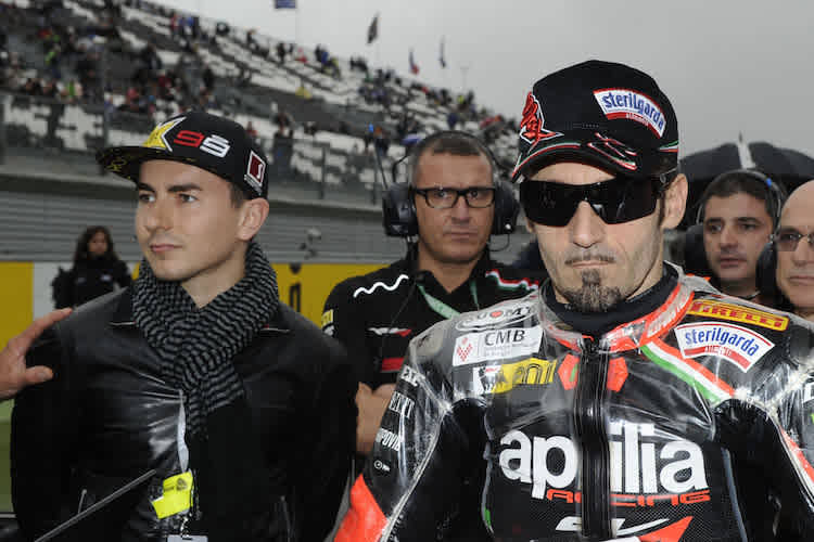 Max Biaggi und Jorge Lorenzo unterstützten sich häufig an der Rennstrecke 