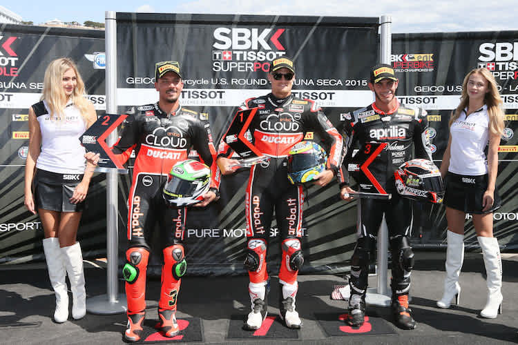 Die Top-3 der Superpole: Chaz Davies, Davide Giugliano und Jordi Torres