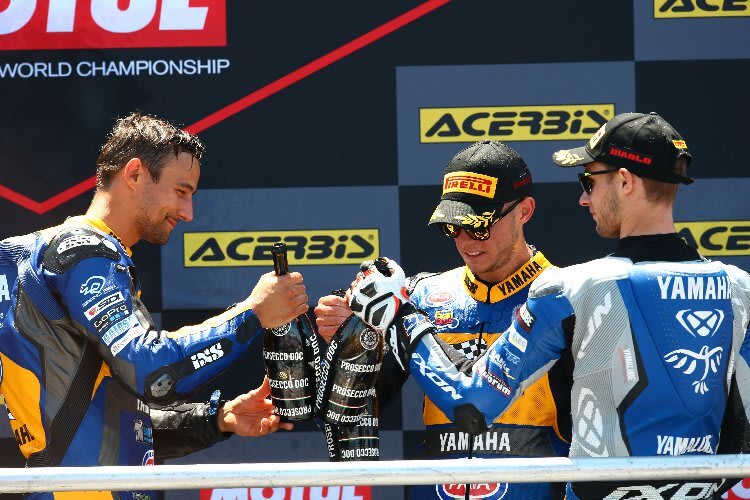 Randy Krummenacher, Federico Caricasulo oder Jules Cluzel (v.l.) wird am Samstag Supersport-Weltmeister 2019