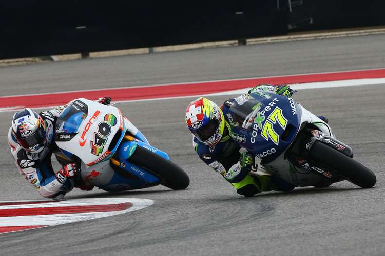 Texas-GP: Domi Aegerter (77) im Rennen vor dem späteren Sieger Viñales