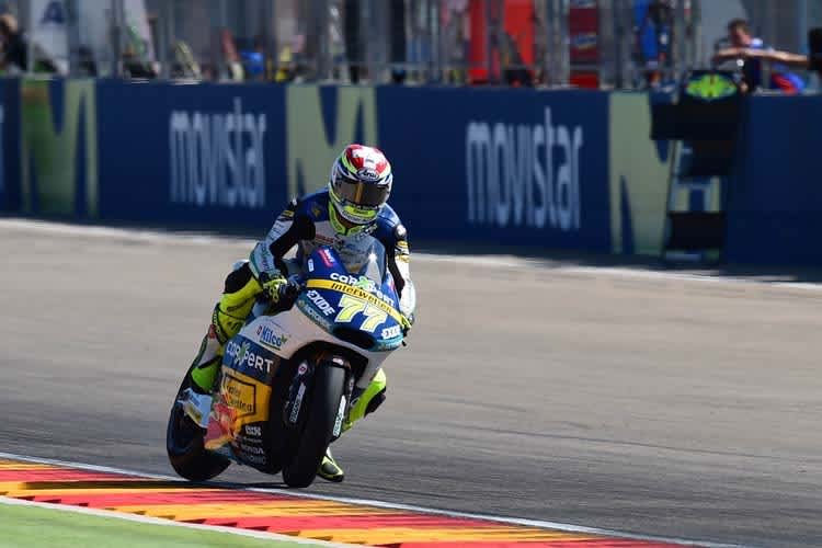 Dominique Aegerter vor dem Unfall in Aragón