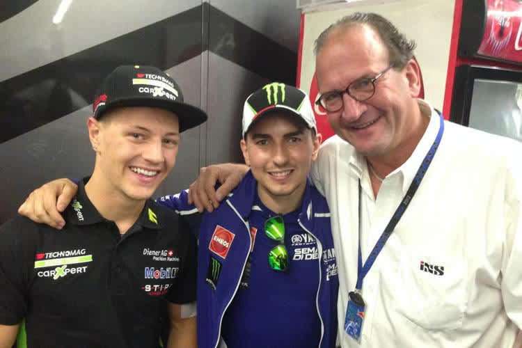 Treffen in Valencia: Dominique Aegerter, Jorge Lorenzo und Manager Robert Siegrist