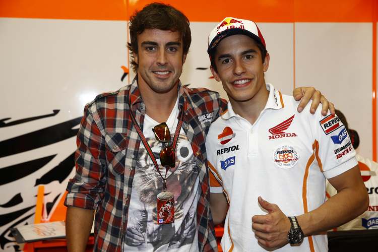 Formel 1 trifft auf MotoGP: Fernando Alonso mit Marc Márquez