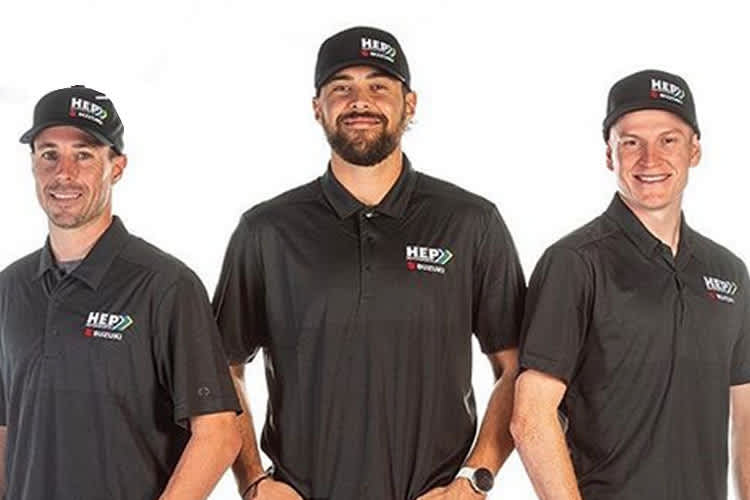 Max Anstie (rechts) startet neben Kyle Cunningham (links) und Adam Enticknap in den USA für das Team HEP Motorsports Suzuki