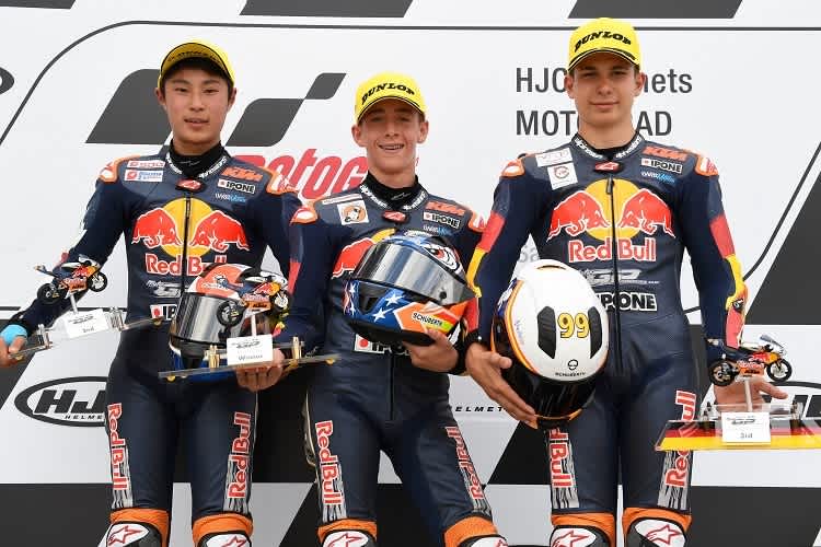 Das Podium am Sachsenring: Kunii, Acosta und Tatay