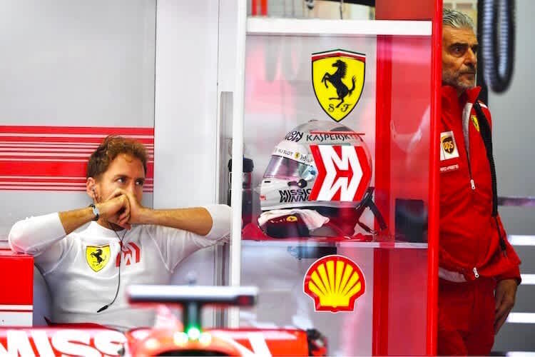 Sebastian Vettel mit Maurizio Arrivabene