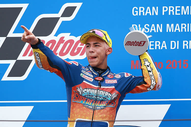 Enea Bastianini bei seinem ersten GP-Sieg in Misano