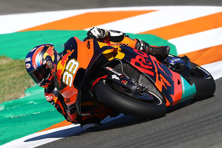 Brad Binder beim ersten Test mit der KTM RC16 in Valencia