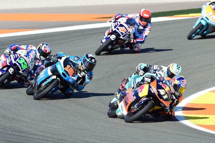 Die Spitze im Rennen: Sieger Binder vor Mir, Migno (16), Bastianini (33) und Di Giannantonio (4)