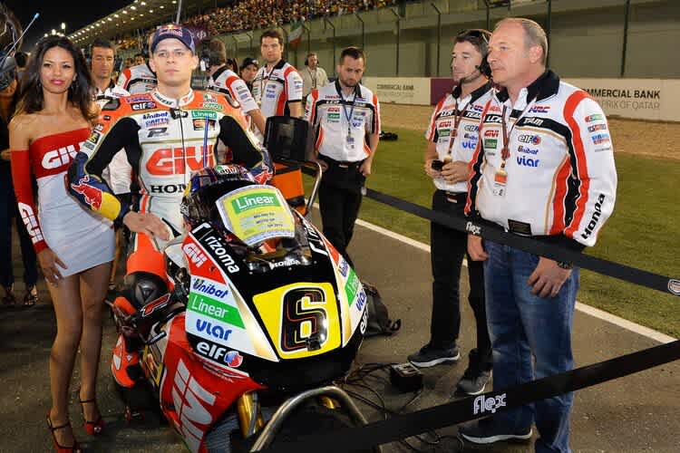 Katar-GP 2014: Rechts Helmut Bradl mit Teamchef Lucio Cecchinello