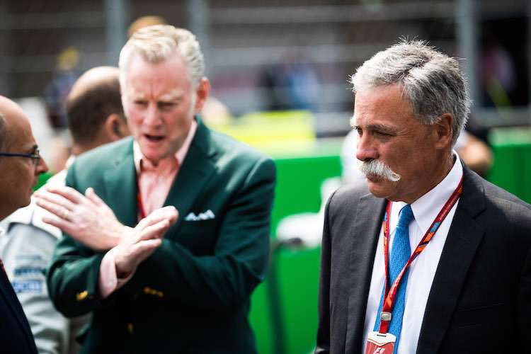 Formel-1-Oberhaupt Chase Carey (r.) und Marketingchef Sean Bratches wollen mehr GP auf US-Boden veranstalten