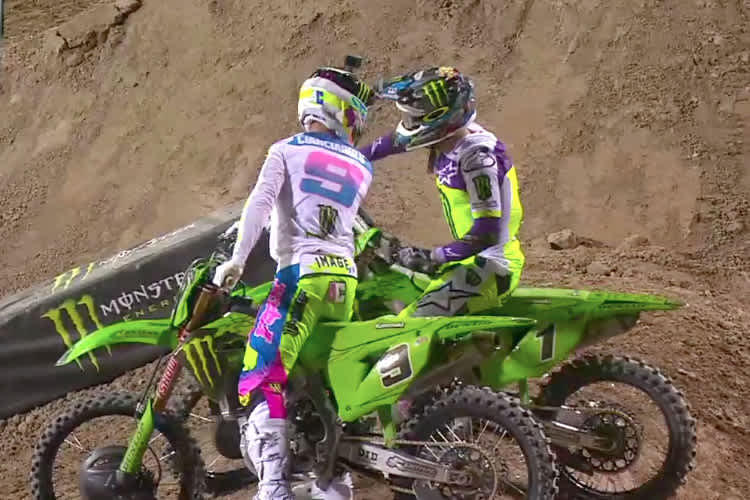 Adam Cianciarulo (#9) setzte sich in Las Vegas gegen seinen Teamkollegen und Vorjahressieger Eli Tomac (#1) durch