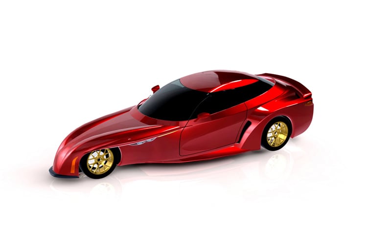 Designskizze eines viersitzigen Deltawing für die Strasse