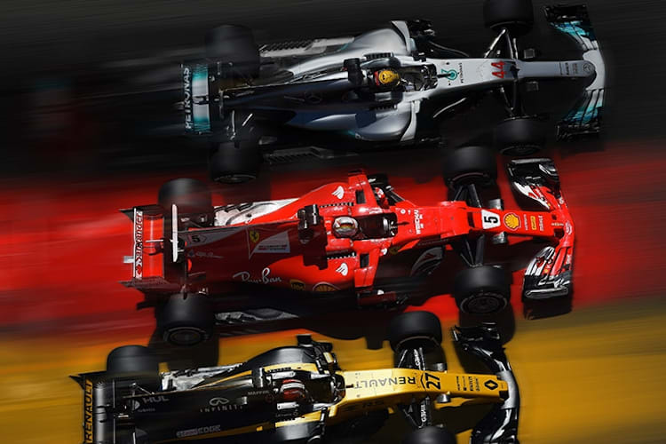 Lewis Hamilton, Sebastian Vettel und Nico Hülkenberg: Mit bekannten Startnummern unterwegs