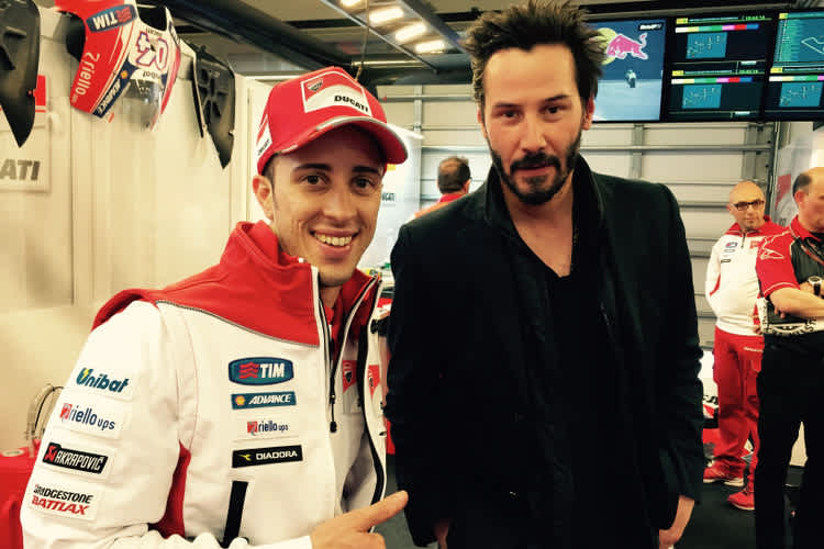 Besuch aus Hollywood: Andrea Dovizioso mit Schauspieler Kenau Reeves