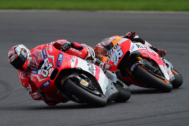 Silverstone-GP 2014: Andrea Dovizioso (04) vor Pedrosa