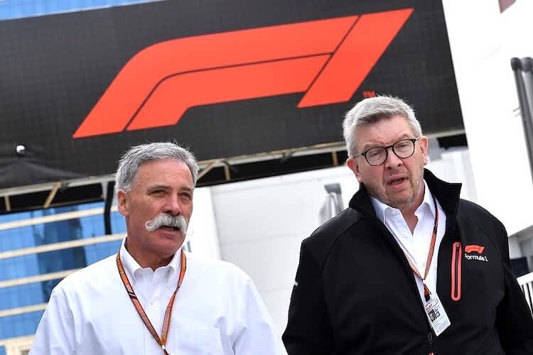 Formel-1-CEO Chase Carey und Sportchef Ross Brawn