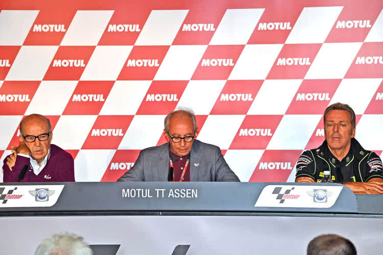 Assen-GP 2015: Ezpeleta (Dorna), Ippolito (FIM) und Poncharal (IRTA) verkündeten 5-Jahres-Vertrag