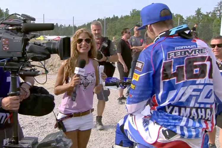 Romain Febvre beim Siegerinterview in Uddevalla (Schweden)