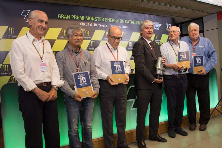 Catalunya-Streckenchef Vicence Aguilera, Tsubouchi, Ezpeleta, Viegas, Brenni und Trimby 