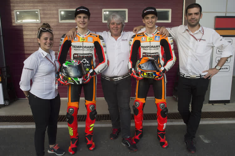 Teamchef Cuzari mit Baldassarri (links) und Marini