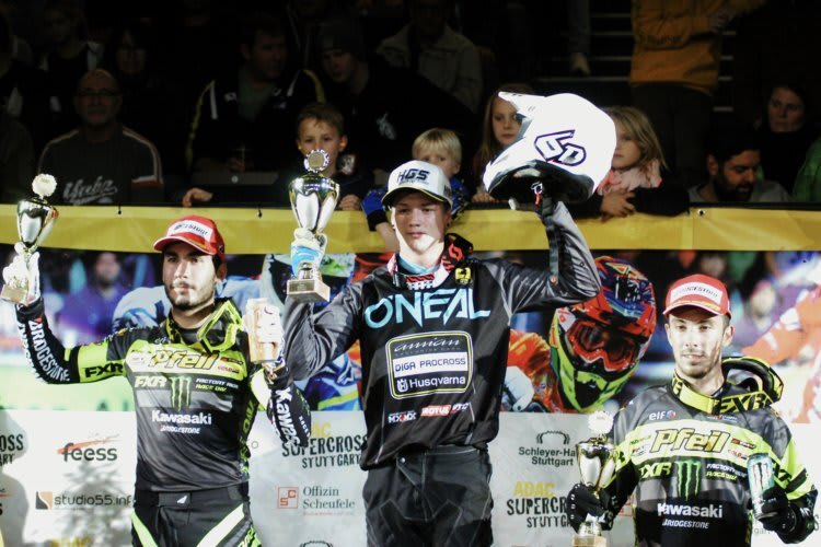 SX2 Podium Julien Lebeau, Dylan Walsh und Nicolas Barcelo (v.l.n.r.)