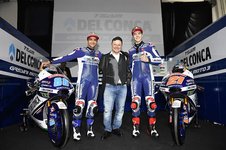 Jorge Martin, Fausto Gresini und Fabio Di Giannantonio am Freitag in Faenza