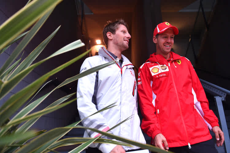 Romain Grosjean und Sebastian Vettel