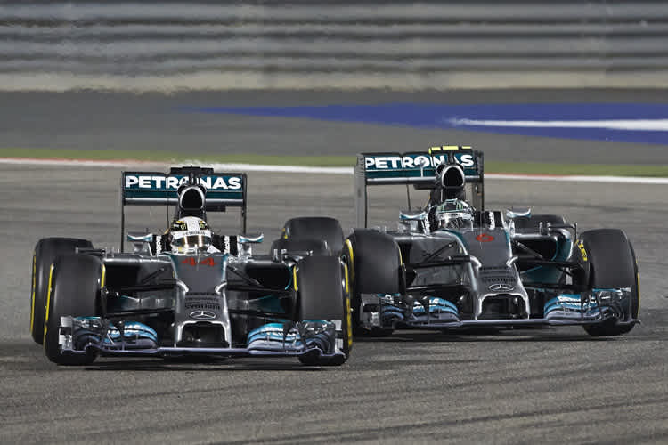 Lewis Hamilton und Nico Rosberg in Bahrain