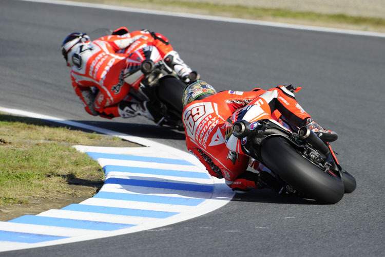 Noch ein Rennen in einer erbärmlichen Saison: Andrea Dovizioso und Nicky Hayden (hi.)