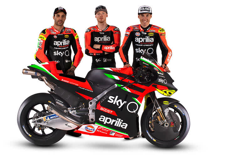 Das Aprilia Trio Iannone, Smith und Espargaró