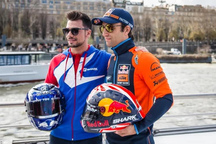 Johann Zarco mit seinem Shark-Helm-Kollegen Miguel Oliveira