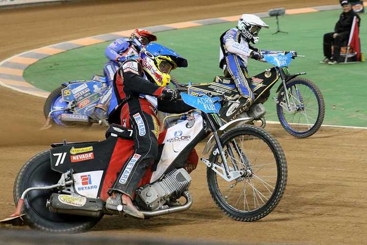 Im Finale: Janowski (blau) gegen Doyle (weiß) und Zmarzlik (rot)