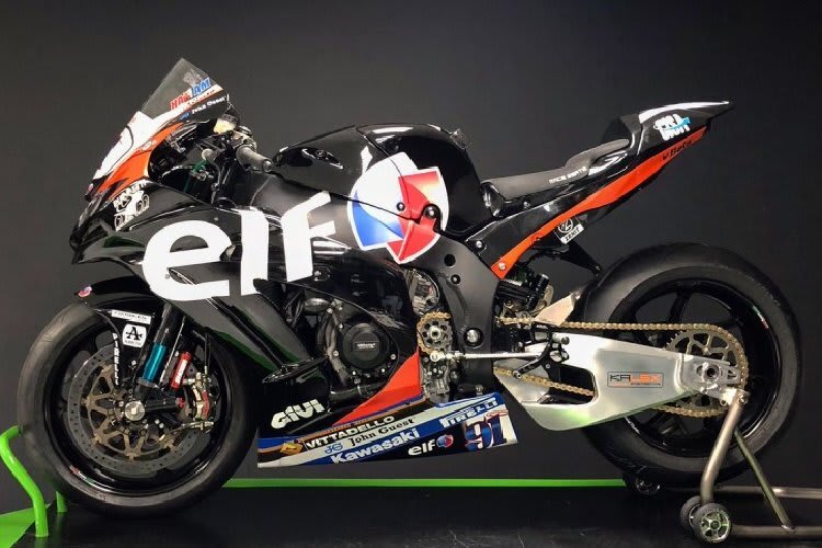 Das ist die Elf-Kawasaki von Leon Haslam für Imola mit einer Schwinge von Kalex