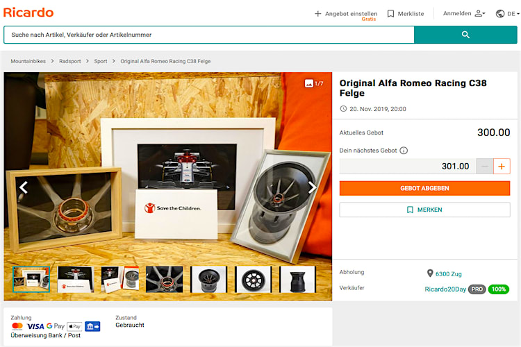 Die Auktion läuft noch bis 20.00 Uhr, 20. November