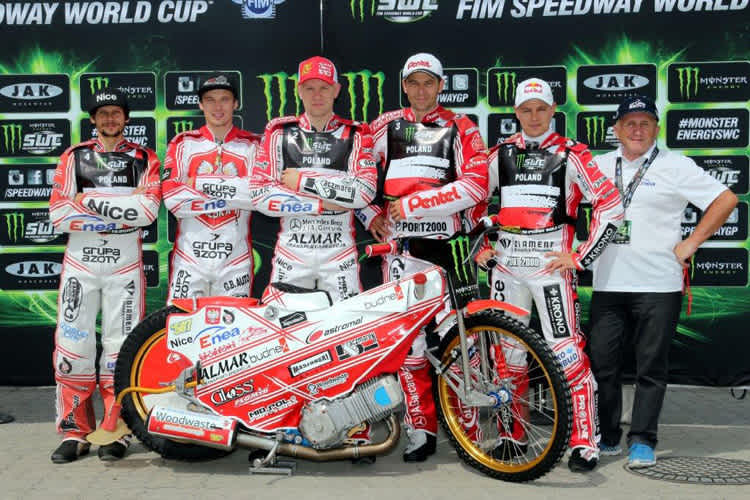 Team Polen: Kolodziej, Buczkowski, Kasprzak, Protasiewicz, Hampel und Cieslak (v.l.)