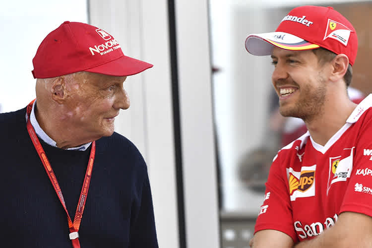 Niki Lauda mit Sebastian Vettel