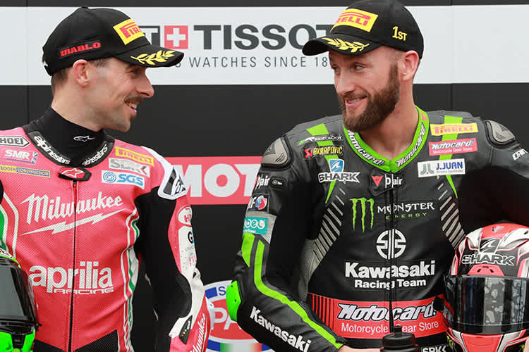 Eugene Laverty (li.) und Tom Sykes stehen auf Shaun Muirs Wunschliste