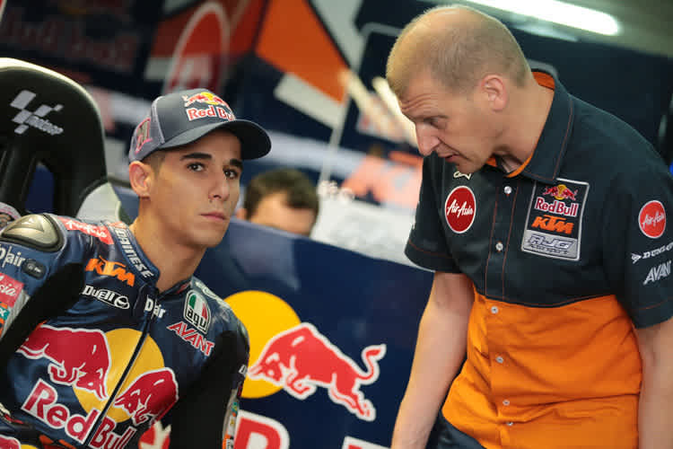 Keine Freude mit WM-Rang 3: Luis Salom und Teamchef Aki Ajo