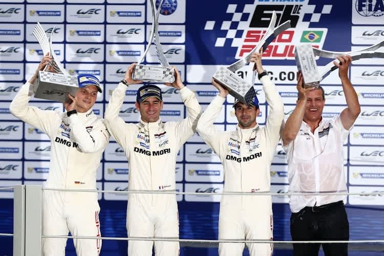 Lieb, Jani und Dumas jubeln mit Enzinger auf dem Podium